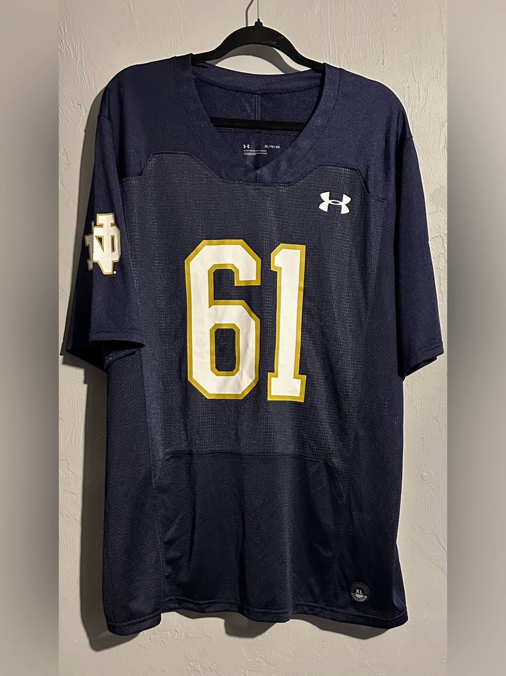 NWOT Under Armour Notre Dame Navy Football Jersey #61